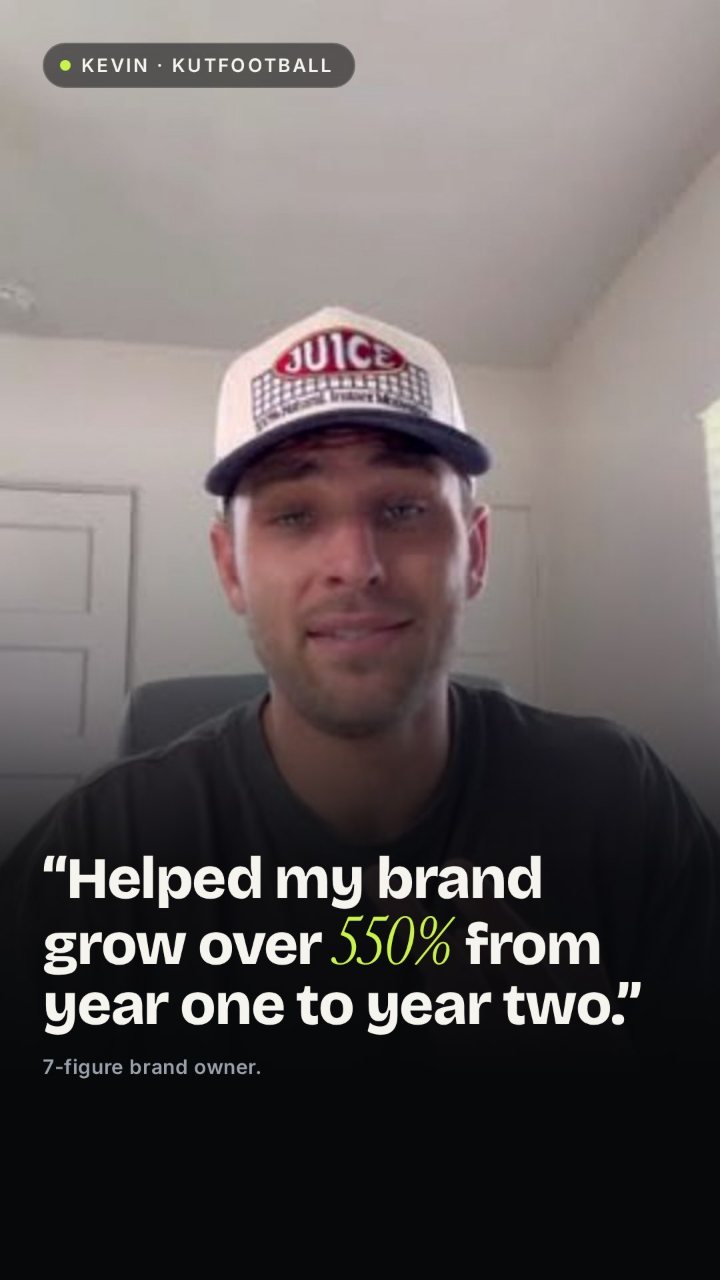 Kevin, KutFootball: Helped my brand grow over 550 percent from year one to year two